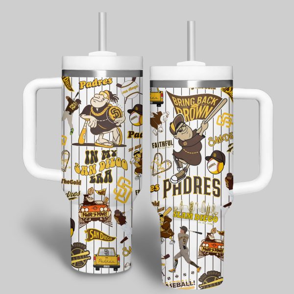 San Diego Padres MLB Custom Stanley Quencher 30oz-40oz Stainless Steel Tumbler - Image 2