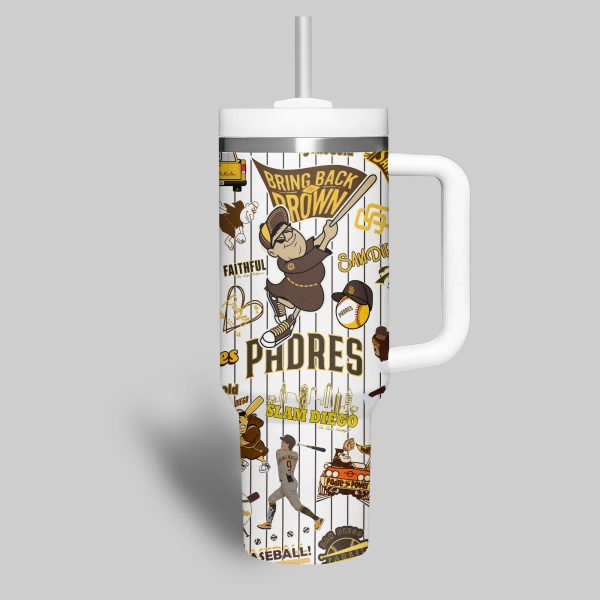 San Diego Padres MLB Custom Stanley Quencher 30oz-40oz Stainless Steel Tumbler - Image 4