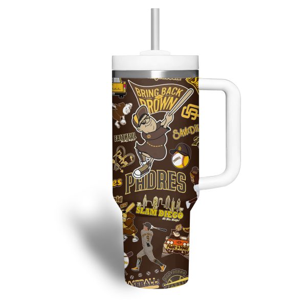 San Diego Padres MLB Custom Stanley Quencher 30oz-40oz Stainless Steel Tumbler - Image 5