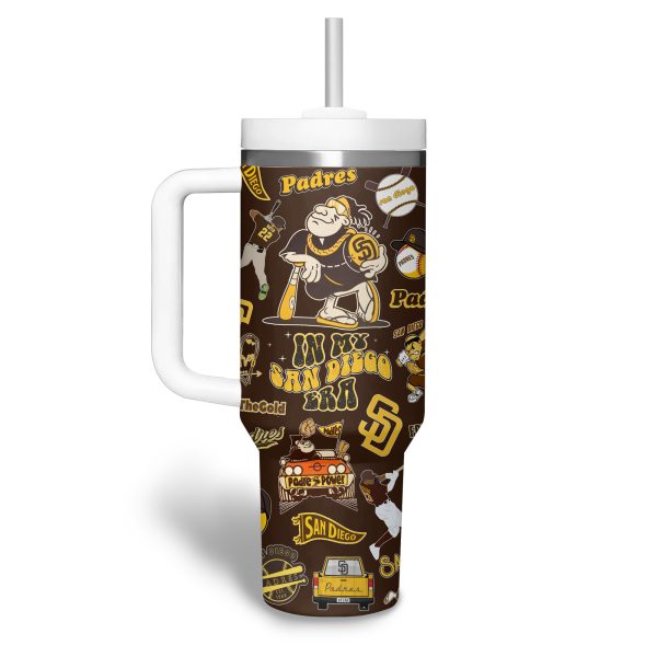 San Diego Padres MLB Custom Stanley Quencher 30oz-40oz Stainless Steel Tumbler - Image 6