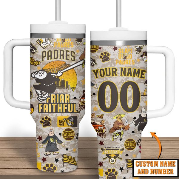 San Diego Padres MLB Custom Stanley Quencher 30oz-40oz Stainless Steel Tumbler