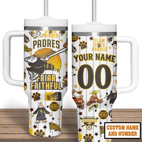 San Diego Padres MLB Custom Stanley Quencher 30oz-40oz Stainless Steel Tumbler - Image 3