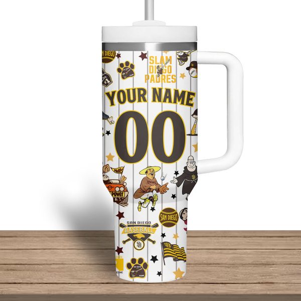 San Diego Padres MLB Custom Stanley Quencher 30oz-40oz Stainless Steel Tumbler - Image 6