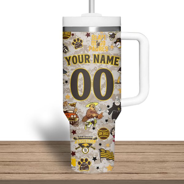 San Diego Padres MLB Custom Stanley Quencher 30oz-40oz Stainless Steel Tumbler - Image 8