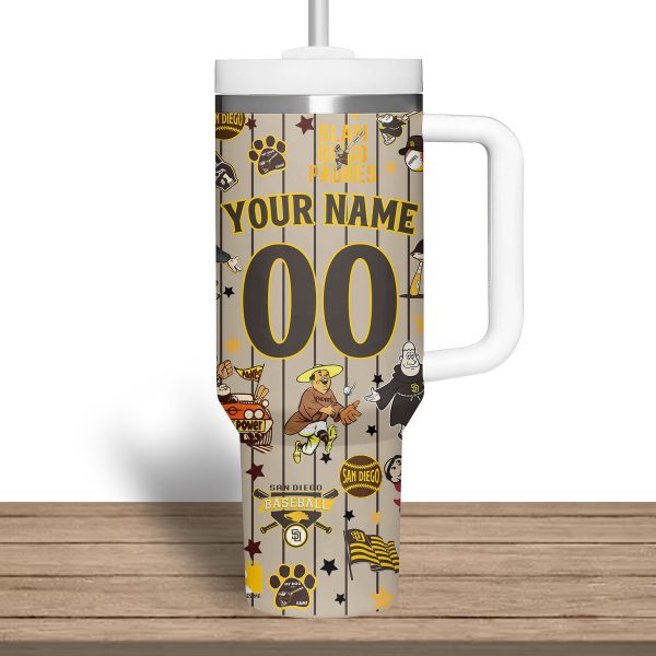 San Diego Padres MLB Custom Stanley Quencher 30oz-40oz Stainless Steel Tumbler - Image 10