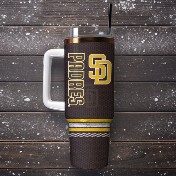 San Diego Padres Baseball MLB Sport Custom Stanley Quencher 30oz-40oz Stainless Steel Tumbler - Image 4