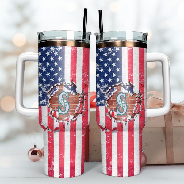 Seattle Mariners Baseball MLB Custom Stanley Quencher 30oz-40oz Stainless Steel Tumbler Hot And Cold Tumbler - Image 3