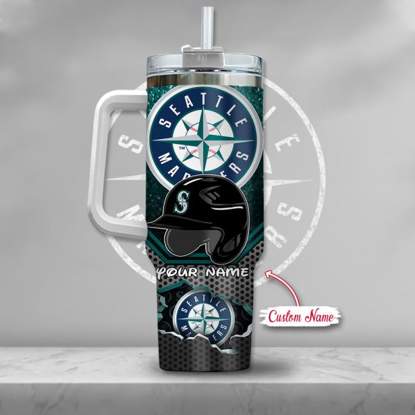 MLB Seattle Mariners Mickey Mouse Custom Stanley Quencher 30oz-40oz Stainless Steel Tumbler Hot And Cold Tumbler - Image 3