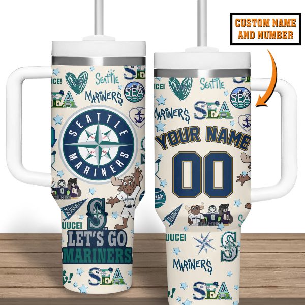Seattle Mariners MLB Custom Stanley Quencher 30oz-40oz Stainless Steel Tumbler - Image 2