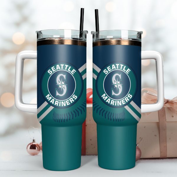 Seattle Mariners Baseball MLB Custom Stanley Quencher 30oz-40oz Stainless Steel Tumbler Hot And Cold Tumbler - Image 3