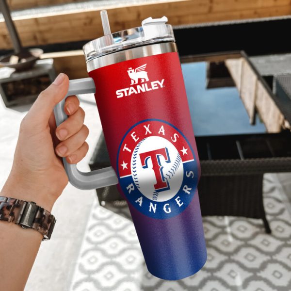 MLB Texas Rangers Custom Stanley Quencher 30oz-40oz Stainless Steel Tumbler Hot And Cold Tumbler