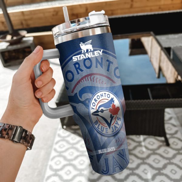 MLB Toronto Blue Jays Custom Stanley Quencher 30oz-40oz Stainless Steel Tumbler Hot And Cold Tumbler