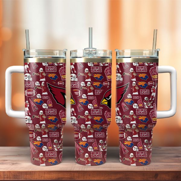 Arizona Cardinals NFL Custom Stanley Quencher 30oz-40oz Stainless Steel Tumbler Hot And Cold Tumbler