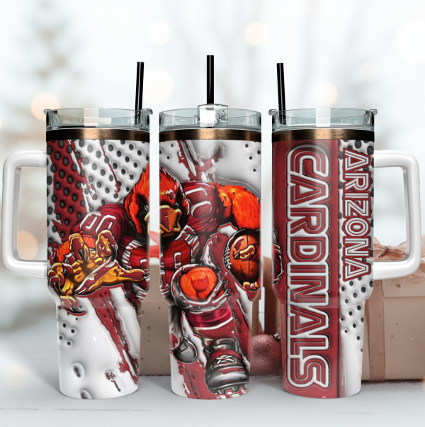 Arizona Cardinals NFL Mascot Custom Stanley Quencher 30oz-40oz Stainless Steel Tumbler Hot And Cold Tumbler