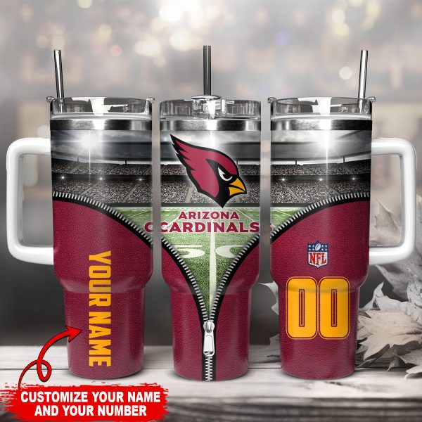 Arizona Cardinals NFL Custom Stanley Quencher 30oz-40oz Stainless Steel Tumbler Hot And Cold Tumbler