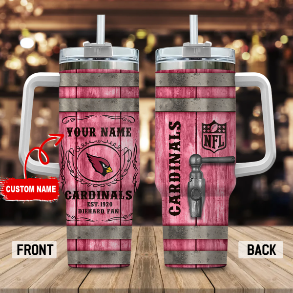 Arizona Cardinals NFL Diehard Fan Custom Stanley Quencher 30oz-40oz Stainless Steel Tumbler Hot And Cold Tumbler - Image 3