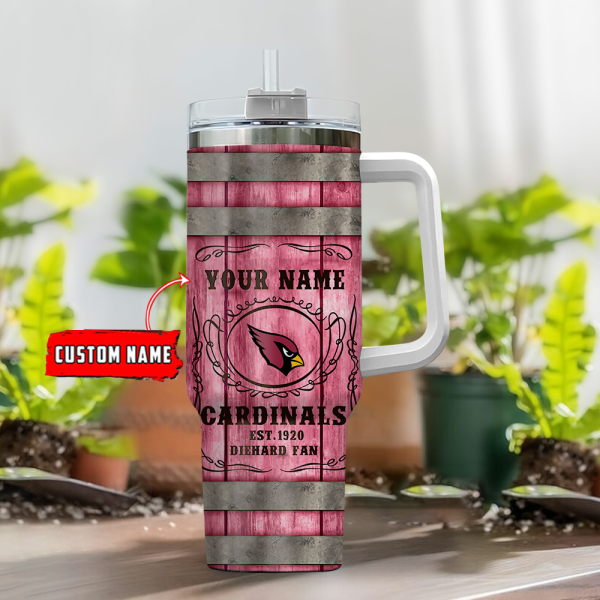 Arizona Cardinals NFL Diehard Fan Custom Stanley Quencher 30oz-40oz Stainless Steel Tumbler Hot And Cold Tumbler - Image 4