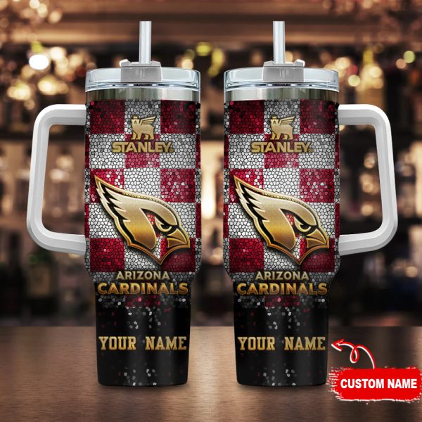 Arizona Cardinals NFL Glitter Golden Logo Custom Stanley Quencher 30oz-40oz Stainless Steel Tumbler Hot And Cold Tumbler