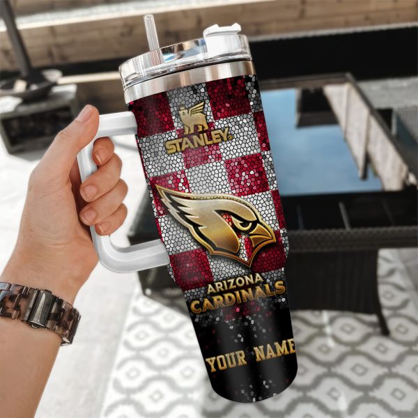 Arizona Cardinals NFL Glitter Golden Logo Custom Stanley Quencher 30oz-40oz Stainless Steel Tumbler Hot And Cold Tumbler - Image 3