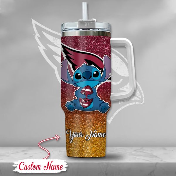 NFL Arizona Cardinals Stitch Glitter Custom Stanley Quencher 30oz-40oz Stainless Steel Tumbler Hot And Cold Tumbler - Image 2