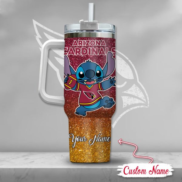 NFL Arizona Cardinals Stitch Glitter Custom Stanley Quencher 30oz-40oz Stainless Steel Tumbler Hot And Cold Tumbler - Image 3