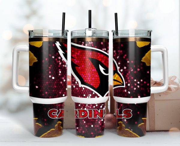 Arizona Cardinals NFL Stained Glass Effect Custom Stanley Quencher 30oz-40oz Stainless Steel Tumbler Hot And Cold Tumbler