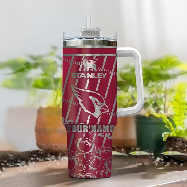 Arizona Cardinals NFL Silver Custom Stanley Quencher 30oz-40oz Stainless Steel Tumbler Hot And Cold Tumbler - Image 2