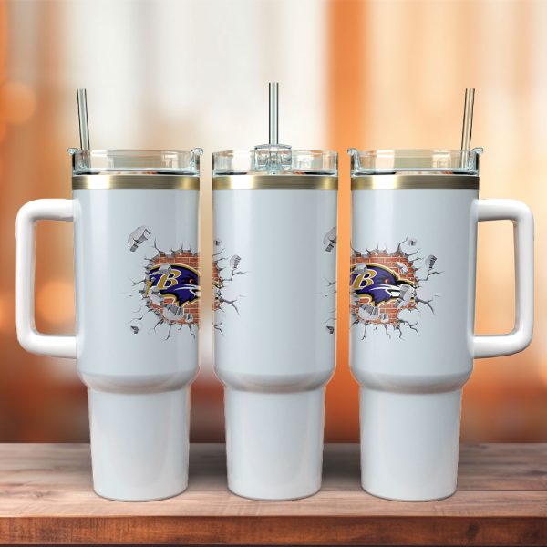 Baltimore Ravens NFL Custom Stanley Quencher 30oz-40oz Stainless Steel Tumbler Hot And Cold Tumbler