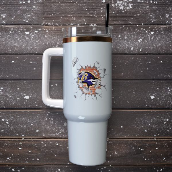 Baltimore Ravens NFL Custom Stanley Quencher 30oz-40oz Stainless Steel Tumbler Hot And Cold Tumbler - Image 2