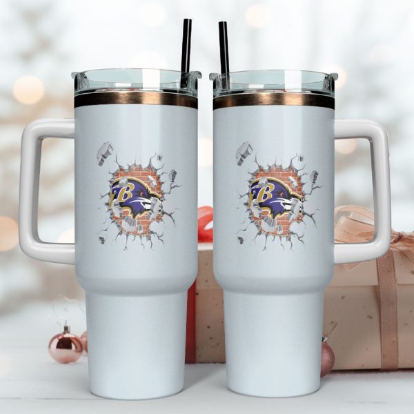 Baltimore Ravens NFL Custom Stanley Quencher 30oz-40oz Stainless Steel Tumbler Hot And Cold Tumbler - Image 4
