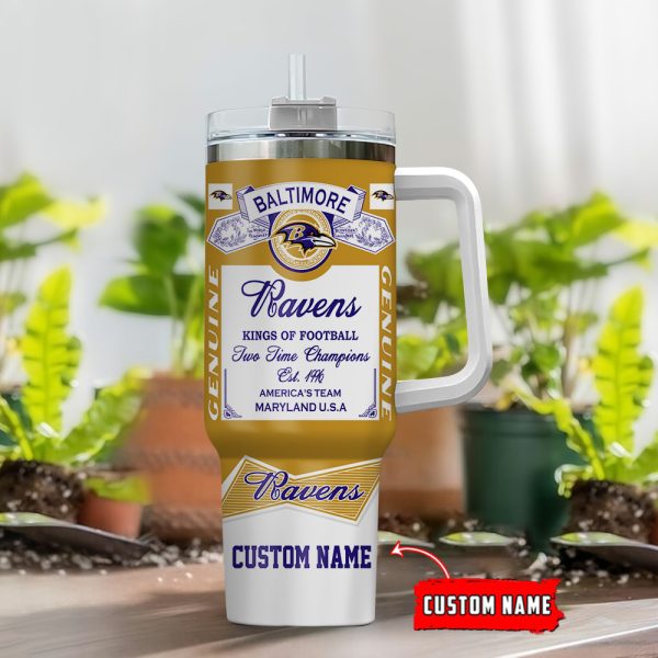 Baltimore Ravens NFL Nutrition Facts Custom Stanley Quencher 30oz-40oz Stainless Steel Tumbler Hot And Cold Tumbler - Image 2