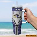 Baltimore Ravens NFL Glitter Leopard Print Custom Stanley Quencher 30oz-40oz Stainless Steel Tumbler Hot And Cold Tumbler