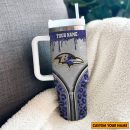 Baltimore Ravens NFL Glitter Leopard Print Custom Stanley Quencher 30oz-40oz Stainless Steel Tumbler Hot And Cold Tumbler
