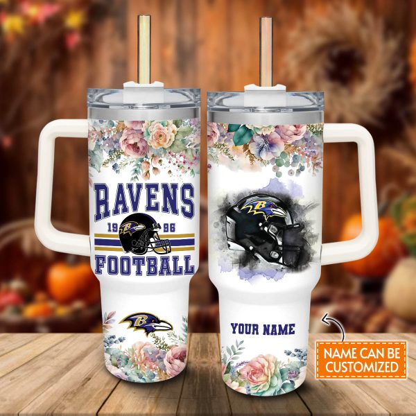 Baltimore Ravens NFL Custom Stanley Quencher 30oz-40oz Stainless Steel Tumbler Hot And Cold Tumbler