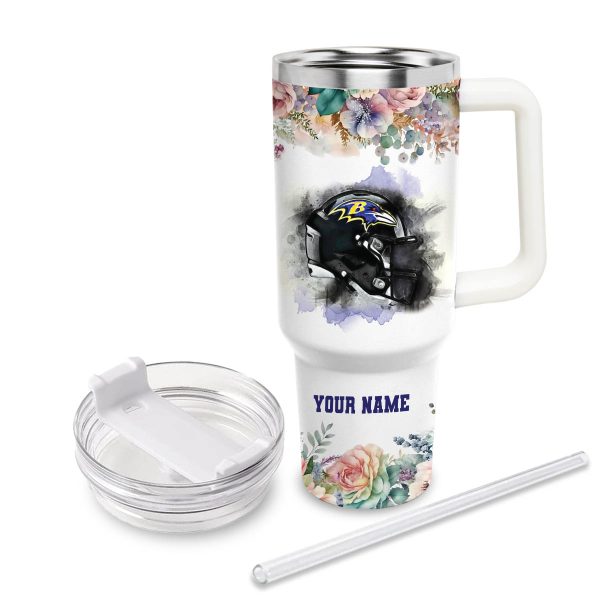 Baltimore Ravens NFL Custom Stanley Quencher 30oz-40oz Stainless Steel Tumbler Hot And Cold Tumbler - Image 4