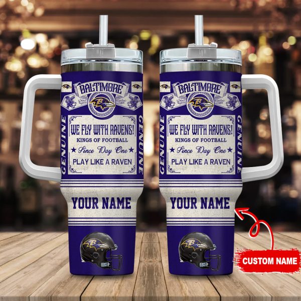 Baltimore Ravens NFL Vintage Kings Of Football Custom Stanley Quencher 30oz-40oz Stainless Steel Tumbler Hot And Cold Tumbler