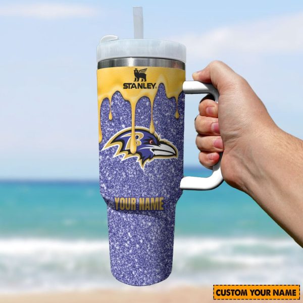 NFL Baltimore Ravens Custom Stanley Quencher 30oz-40oz Stainless Steel Tumbler Hot And Cold Tumbler