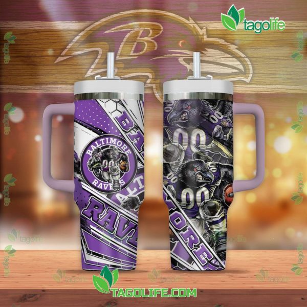 Baltimore Ravens NFL Custom Stanley Quencher 30oz-40oz Stainless Steel Tumbler Hot And Cold Tumbler