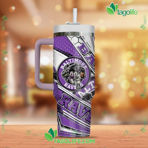 Baltimore Ravens NFL Custom Stanley Quencher 30oz-40oz Stainless Steel Tumbler Hot And Cold Tumbler - Image 2