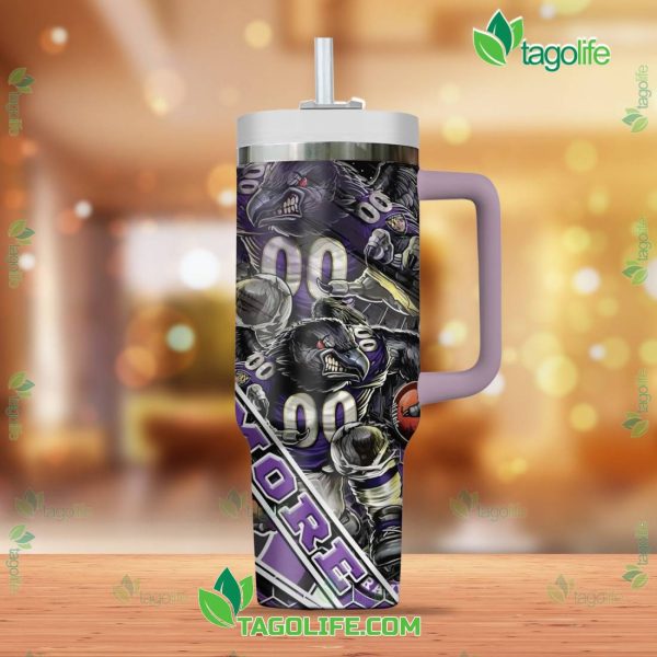 Baltimore Ravens NFL Custom Stanley Quencher 30oz-40oz Stainless Steel Tumbler Hot And Cold Tumbler - Image 3