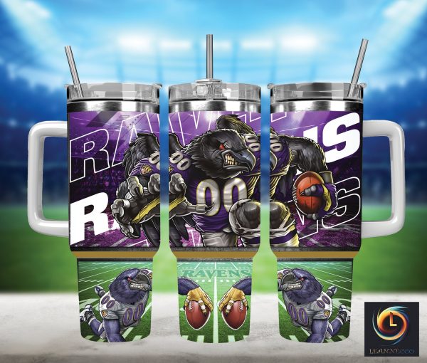 Baltimore Ravens NFL Mascot Custom Stanley Quencher 30oz-40oz Stainless Steel Tumbler Hot And Cold Tumbler