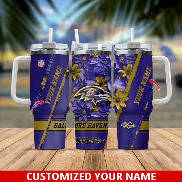 Baltimore Ravens NFL Custom Stanley Quencher 30oz-40oz Stainless Steel Tumbler Hot And Cold Tumbler