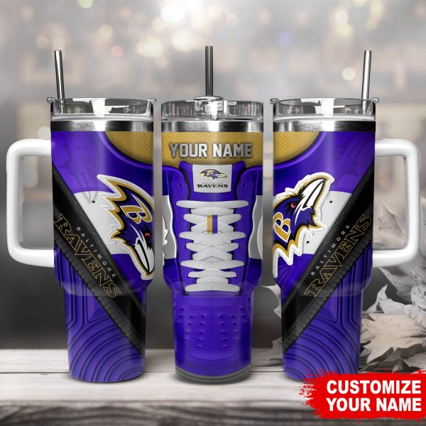 Baltimore Ravens NFL Sneaker Custom Stanley Quencher 30oz-40oz Stainless Steel Tumbler Hot And Cold Tumbler