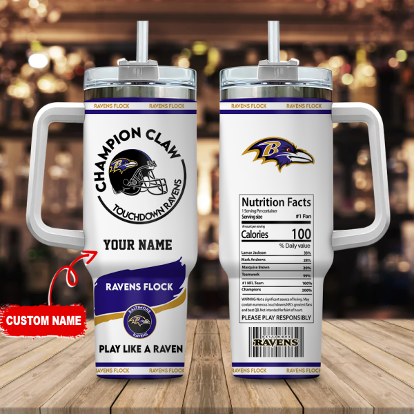 Baltimore Ravens NFL Champion Claw Custom Stanley Quencher 30oz-40oz Stainless Steel Tumbler Hot And Cold Tumbler