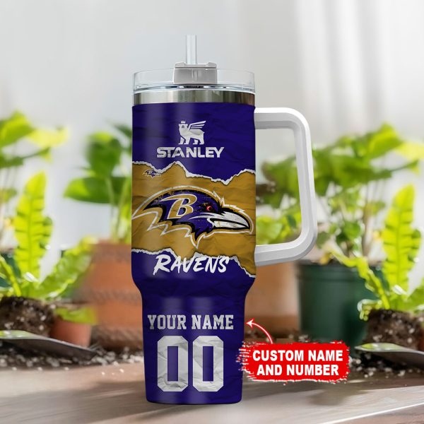 Baltimore Ravens NFL Custom Stanley Quencher 30oz-40oz Stainless Steel Tumbler Hot And Cold Tumbler - Image 2