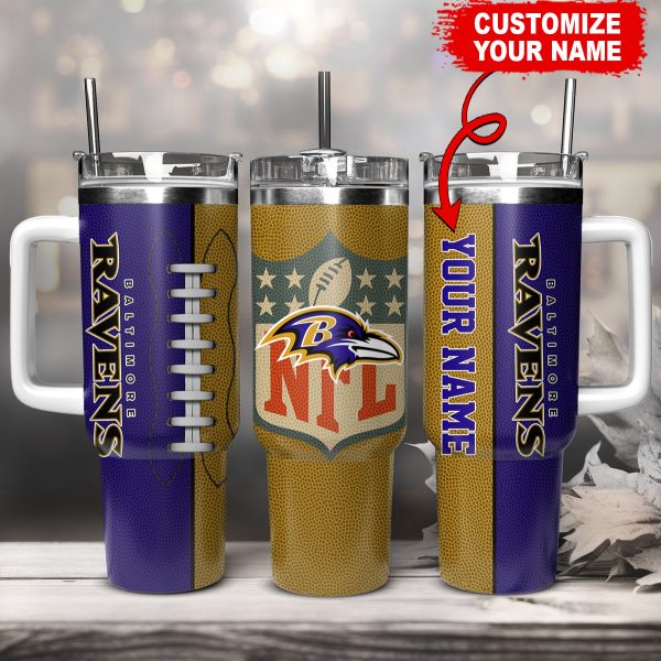 Baltimore Ravens NFL Custom Stanley Quencher 30oz-40oz Stainless Steel Tumbler Hot And Cold Tumbler
