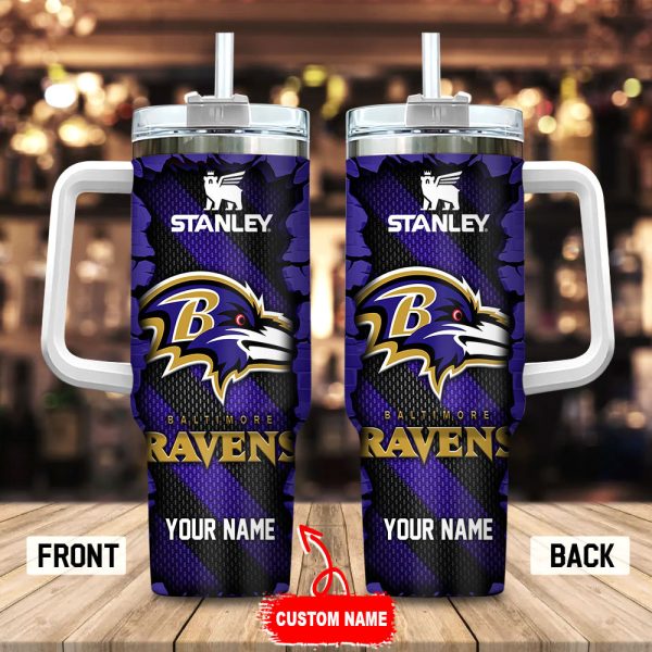 Baltimore Ravens NFL Custom Stanley Quencher 30oz-40oz Stainless Steel Tumbler Hot And Cold Tumbler