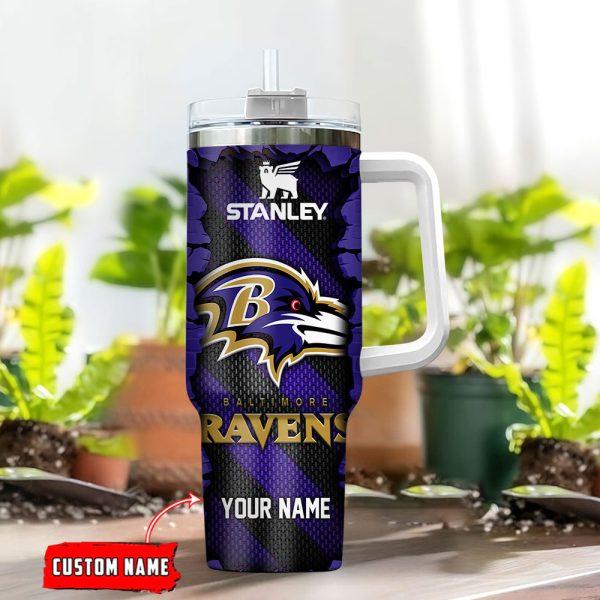 Baltimore Ravens NFL Custom Stanley Quencher 30oz-40oz Stainless Steel Tumbler Hot And Cold Tumbler - Image 2
