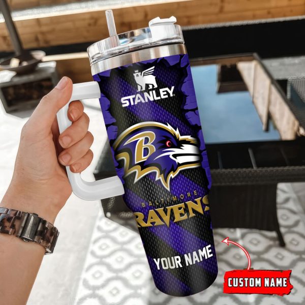 Baltimore Ravens NFL Custom Stanley Quencher 30oz-40oz Stainless Steel Tumbler Hot And Cold Tumbler - Image 3