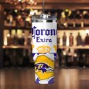 Baltimore Ravens NFL Corona Extra Custom Stanley Quencher 30oz-40oz Stainless Steel Tumbler Hot And Cold Tumbler